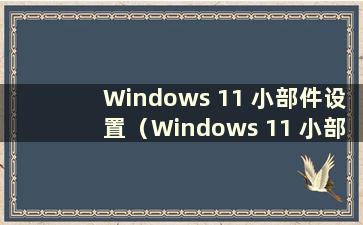 Windows 11 小部件设置（Windows 11 小部件）